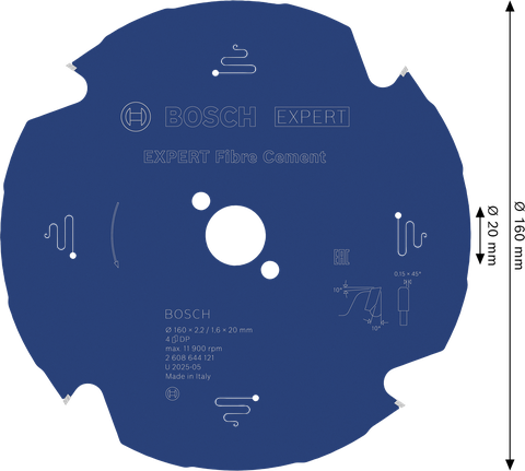 BoschEXPERT 纤维水泥圆锯片 160 毫米。